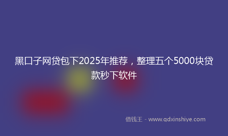 黑口子网贷包下2025年推荐，整理五个5000块贷款秒下软件