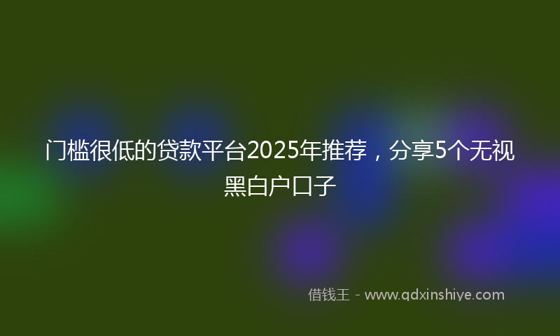 门槛很低的贷款平台2025年推荐，分享5个无视黑白户口子