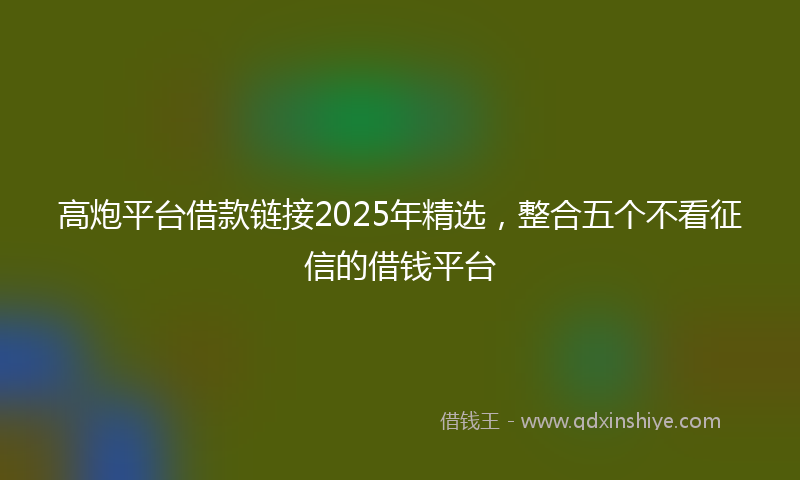 高炮平台借款链接2025年精选，整合五个不看征信的借钱平台