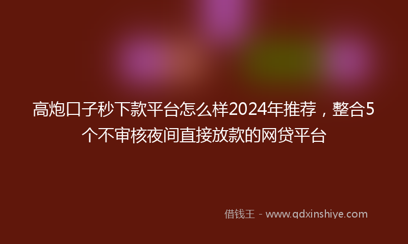 高炮口子秒下款平台怎么样2024年推荐，整合5个不审核夜间直接放款的网贷平台