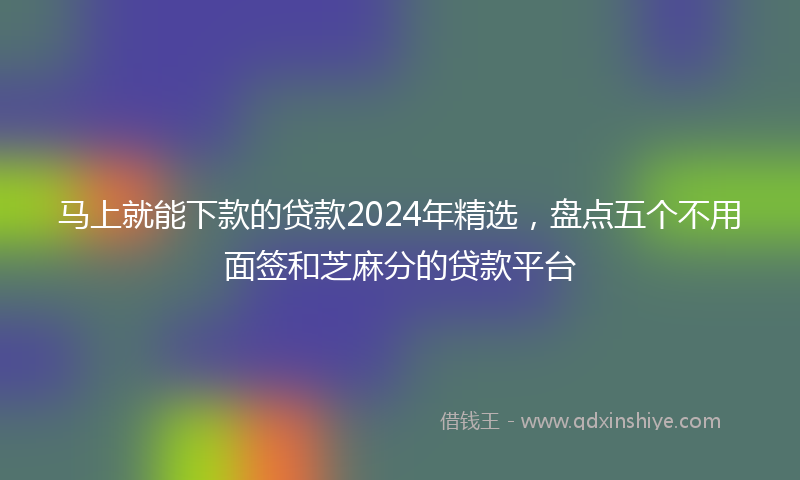 马上就能下款的贷款2024年精选，盘点五个不用面签和芝麻分的贷款平台