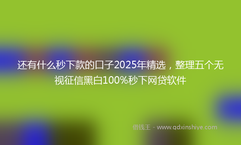 还有什么秒下款的口子2025年精选，整理五个无视征信黑白100%秒下网贷软件
