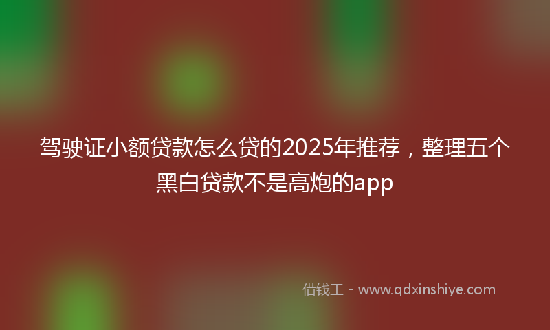 驾驶证小额贷款怎么贷的2025年推荐，整理五个黑白贷款不是高炮的app