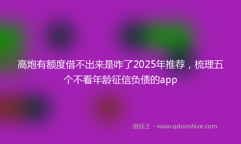 高炮有额度借不出来是咋了2025年推荐，梳理五个不看年龄征信负债的app