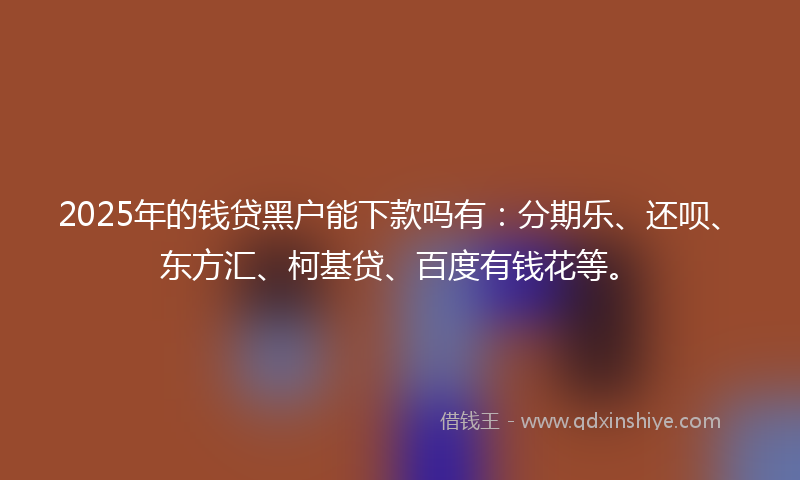 2025年的钱贷黑户能下款吗有：分期乐、还呗、东方汇、柯基贷、百度有钱花等。
