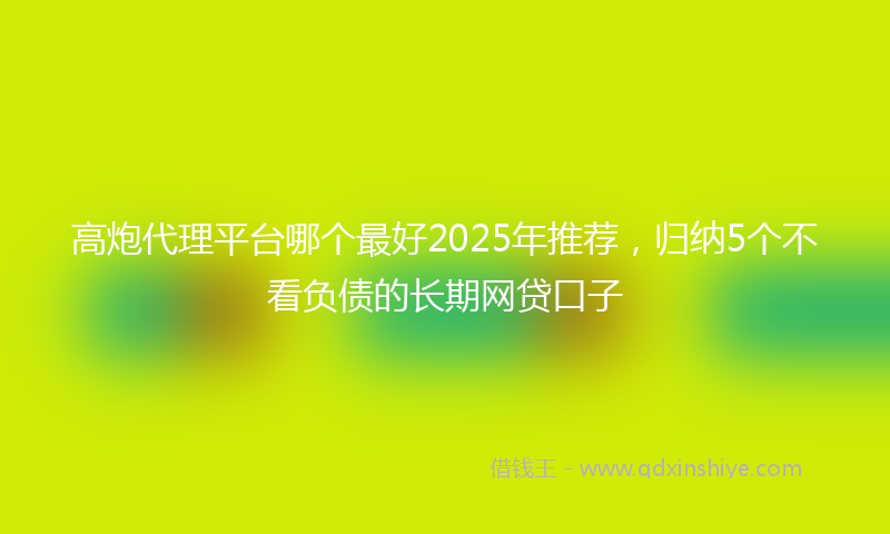 高炮代理平台哪个最好2025年推荐，归纳5个不看负债的长期网贷口子