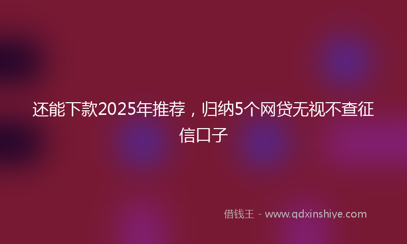 还能下款2025年推荐，归纳5个网贷无视不查征信口子