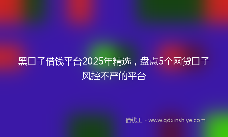 黑口子借钱平台2025年精选，盘点5个网贷口子风控不严的平台