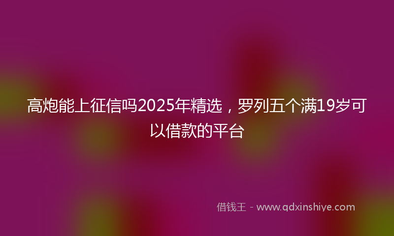 高炮能上征信吗2025年精选，罗列五个满19岁可以借款的平台