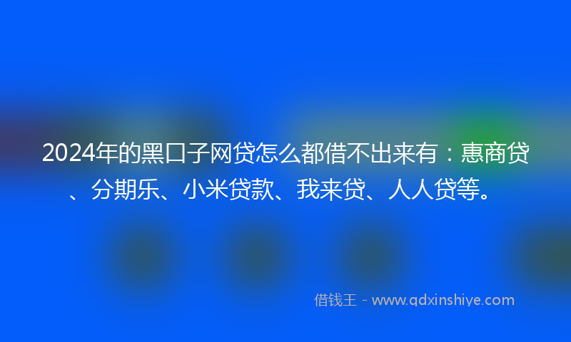 2024年的黑口子网贷怎么都借不出来有：惠商贷、分期乐、小米贷款、我来贷、人人贷等。