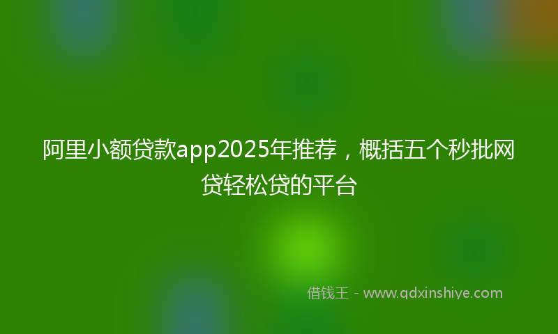 阿里小额贷款app2025年推荐，概括五个秒批网贷轻松贷的平台