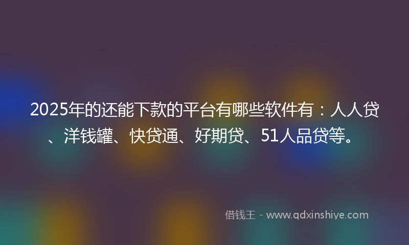 2025年的还能下款的平台有哪些软件有：人人贷、洋钱罐、快贷通、好期贷、51人品贷等。