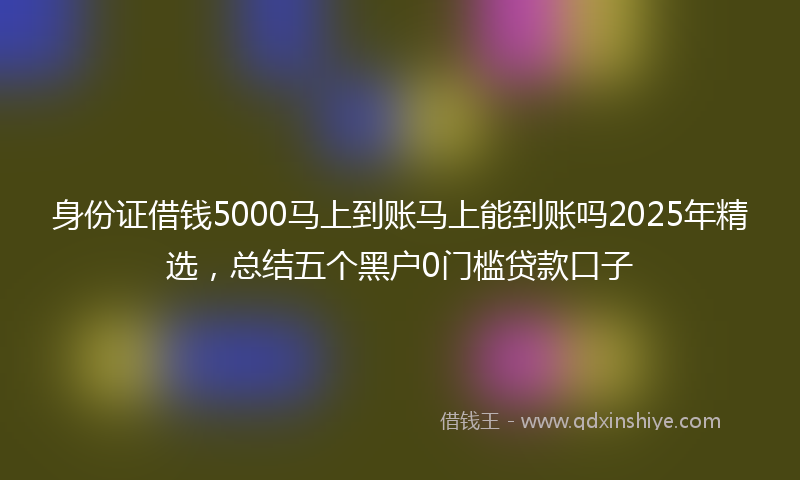 身份证借钱5000马上到账马上能到账吗2025年精选，总结五个黑户0门槛贷款口子