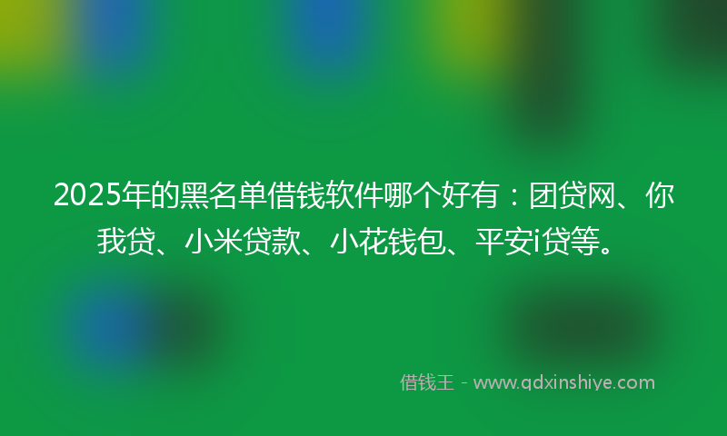 2025年的黑名单借钱软件哪个好有：团贷网、你我贷、小米贷款、小花钱包、平安i贷等。