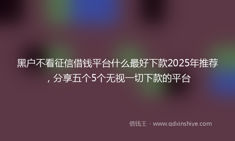 黑户不看征信借钱平台什么最好下款2025年推荐，分享五个5个无视一切下款的平台