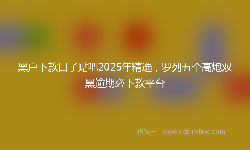 黑户下款口子贴吧2025年精选，罗列五个高炮双黑逾期必下款平台