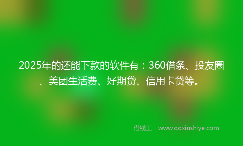 2025年的还能下款的软件有：360借条、投友圈、美团生活费、好期贷、信用卡贷等。