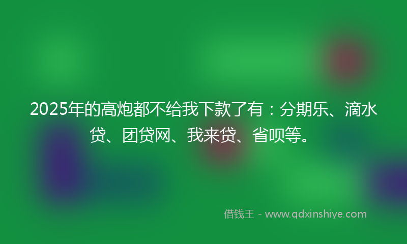 2025年的高炮都不给我下款了有：分期乐、滴水贷、团贷网、我来贷、省呗等。