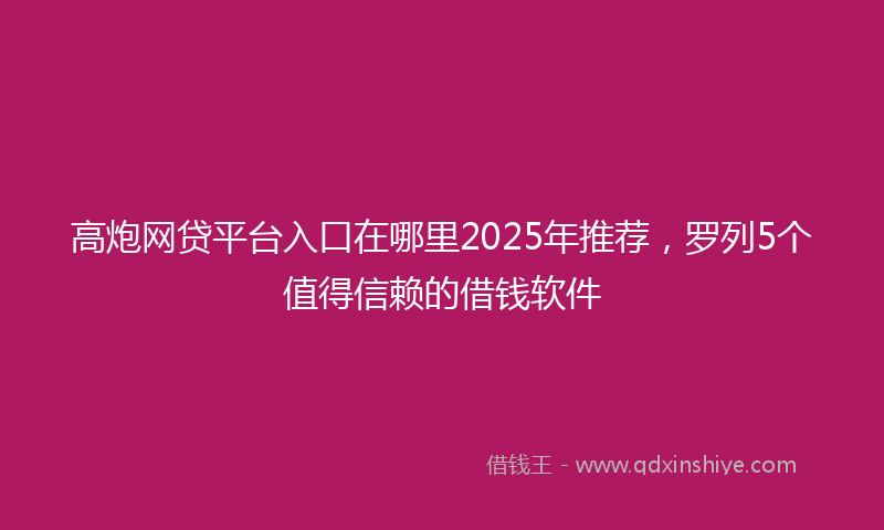 高炮网贷平台入口在哪里2025年推荐，罗列5个值得信赖的借钱软件