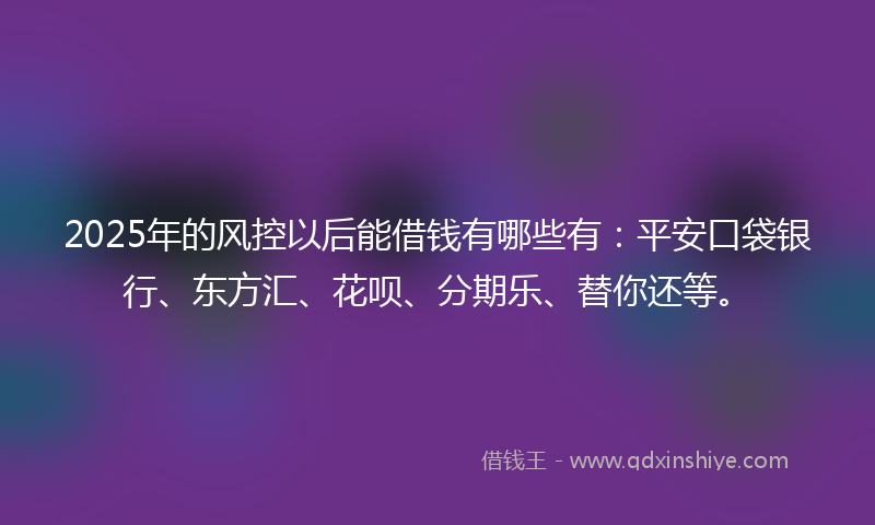 2025年的风控以后能借钱有哪些有：平安口袋银行、东方汇、花呗、分期乐、替你还等。