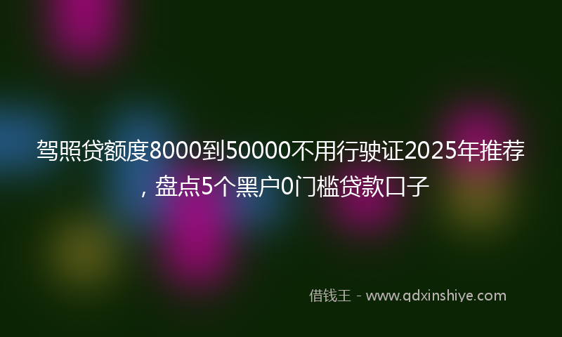 驾照贷额度8000到50000不用行驶证2025年推荐，盘点5个黑户0门槛贷款口子