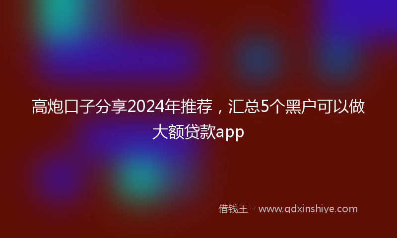 高炮口子分享2024年推荐，汇总5个黑户可以做大额贷款app