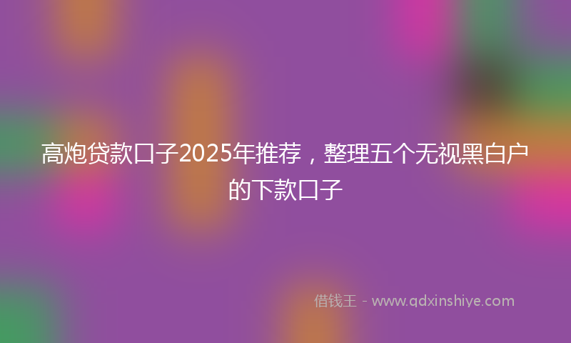 高炮贷款口子2025年推荐，整理五个无视黑白户的下款口子