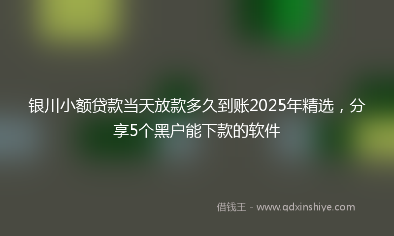 银川小额贷款当天放款多久到账2025年精选，分享5个黑户能下款的软件