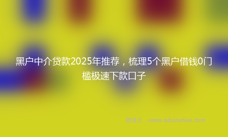 黑户中介贷款2025年推荐，梳理5个黑户借钱0门槛极速下款口子