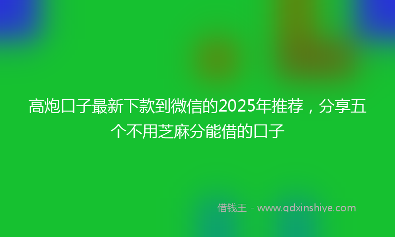高炮口子最新下款到微信的2025年推荐，分享五个不用芝麻分能借的口子