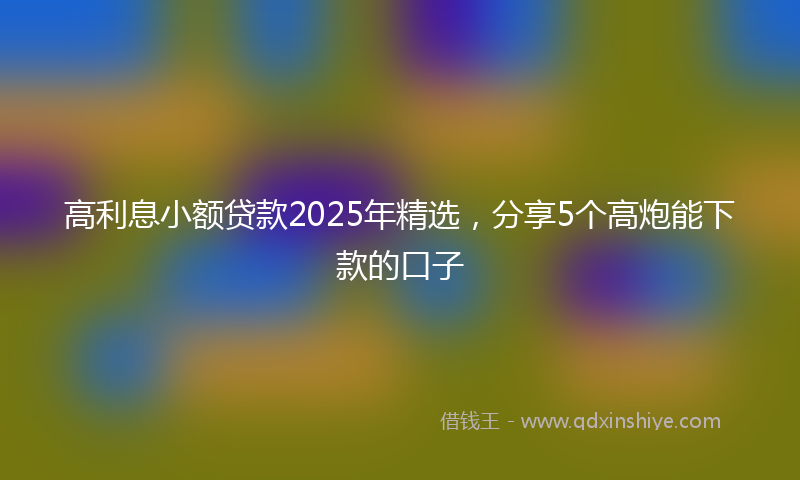 高利息小额贷款2025年精选，分享5个高炮能下款的口子
