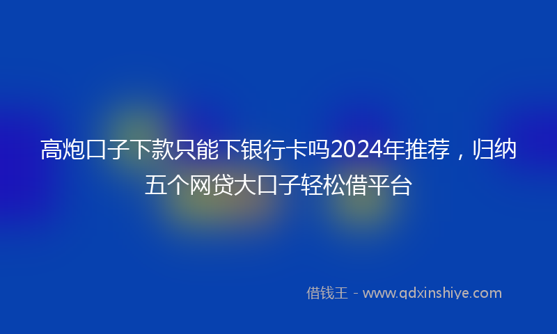 高炮口子下款只能下银行卡吗2024年推荐，归纳五个网贷大口子轻松借平台