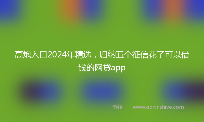 高炮入口2024年精选，归纳五个征信花了可以借钱的网贷app