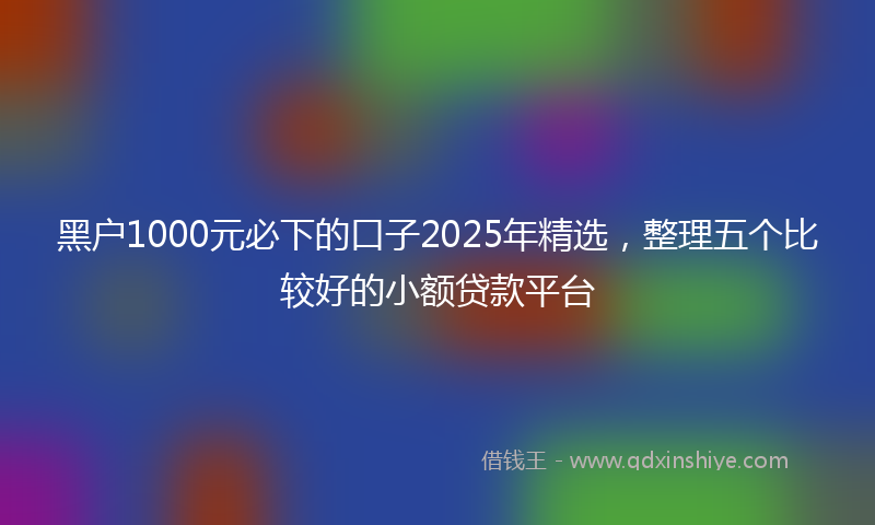 黑户1000元必下的口子2025年精选，整理五个比较好的小额贷款平台