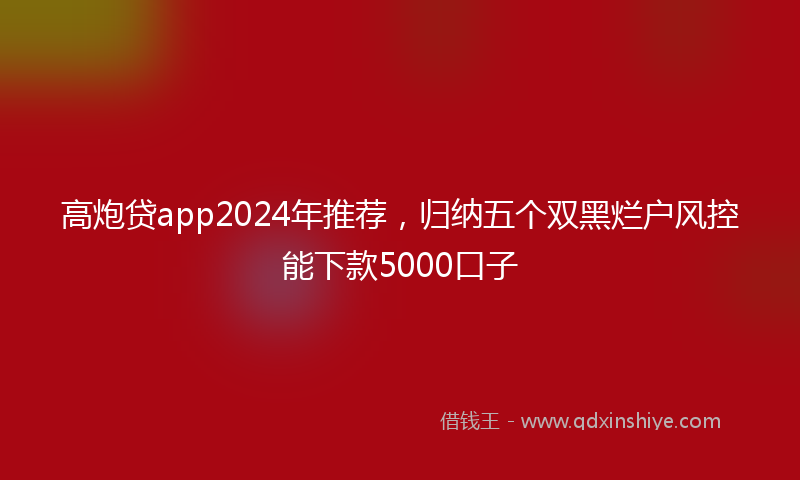 高炮贷app2024年推荐，归纳五个双黑烂户风控能下款5000口子