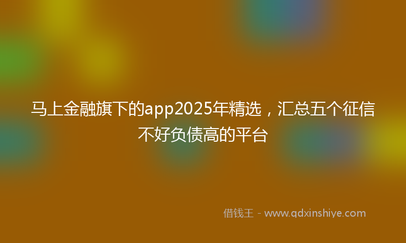 马上金融旗下的app2025年精选，汇总五个征信不好负债高的平台