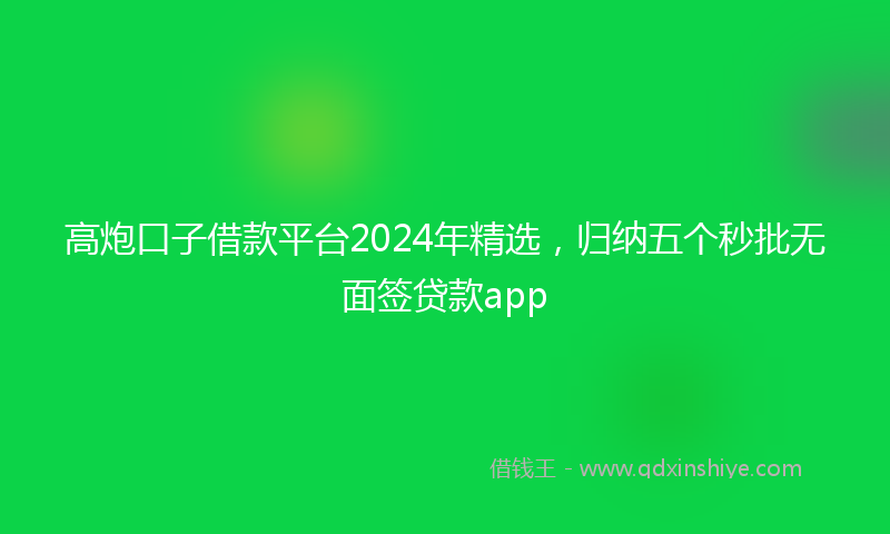 高炮口子借款平台2024年精选，归纳五个秒批无面签贷款app