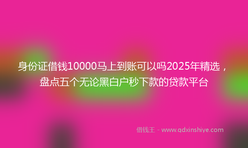 身份证借钱10000马上到账可以吗2025年精选，盘点五个无论黑白户秒下款的贷款平台