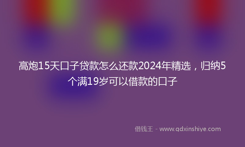 高炮15天口子贷款怎么还款2024年精选，归纳5个满19岁可以借款的口子