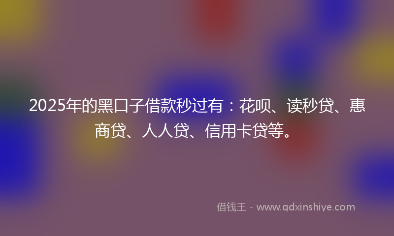 2025年的黑口子借款秒过有：花呗、读秒贷、惠商贷、人人贷、信用卡贷等。