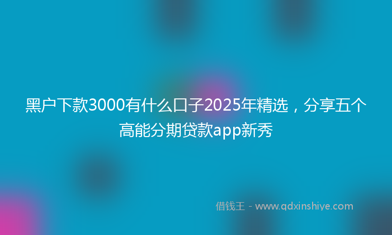 黑户下款3000有什么口子2025年精选，分享五个高能分期贷款app新秀