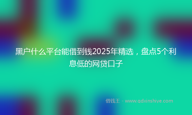 黑户什么平台能借到钱2025年精选，盘点5个利息低的网贷口子