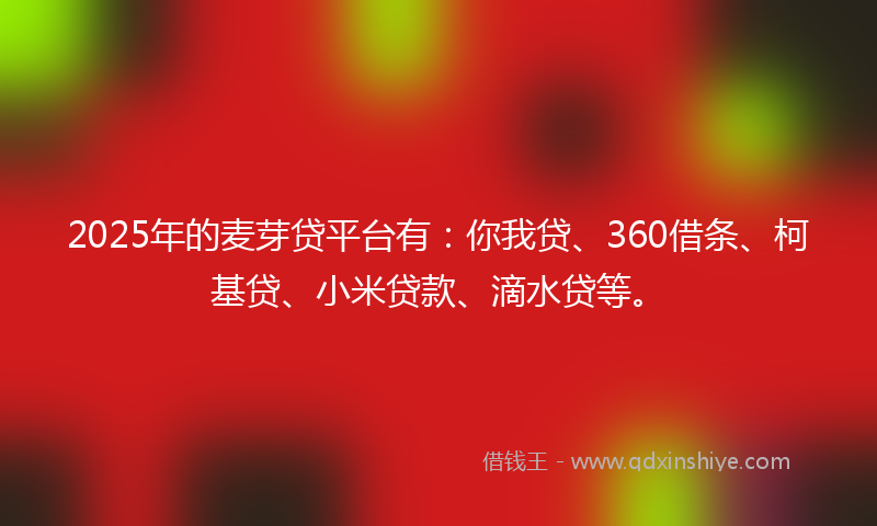 2025年的麦芽贷平台有：你我贷、360借条、柯基贷、小米贷款、滴水贷等。