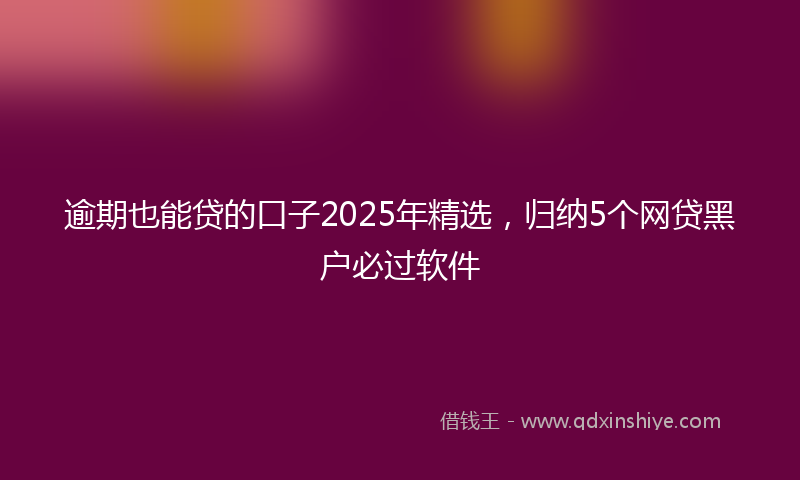 逾期也能贷的口子2025年精选，归纳5个网贷黑户必过软件