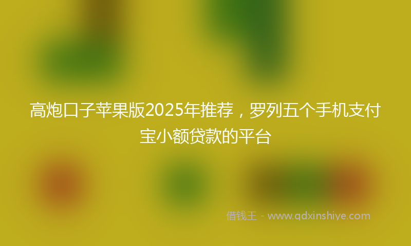 高炮口子苹果版2025年推荐，罗列五个手机支付宝小额贷款的平台
