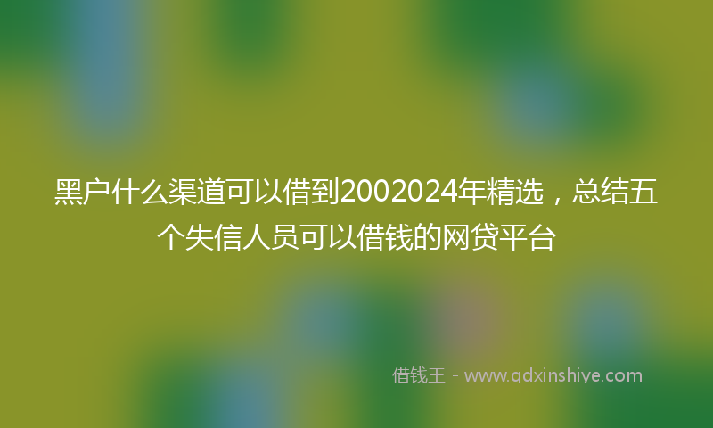 黑户什么渠道可以借到2002024年精选，总结五个失信人员可以借钱的网贷平台