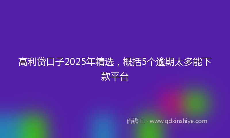 高利贷口子2025年精选，概括5个逾期太多能下款平台