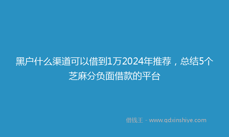 黑户什么渠道可以借到1万2024年推荐，总结5个芝麻分负面借款的平台