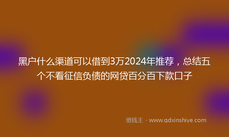 黑户什么渠道可以借到3万2024年推荐，总结五个不看征信负债的网贷百分百下款口子