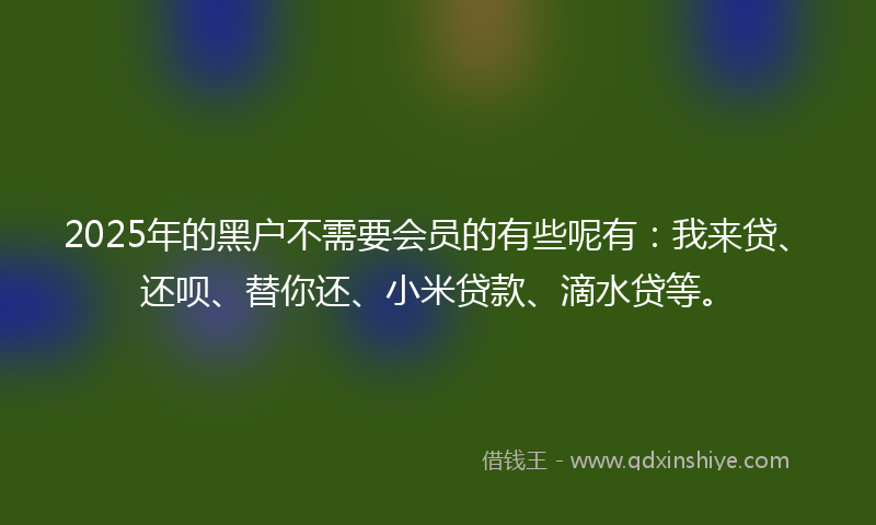 2025年的黑户不需要会员的有些呢有：我来贷、还呗、替你还、小米贷款、滴水贷等。